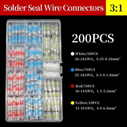 10 ~ 500Pcs Solder Seal Wire Connectors Kit Heat Shrink Butt Crimp Terminals Waterproof Electrical Cable Splice Connector
