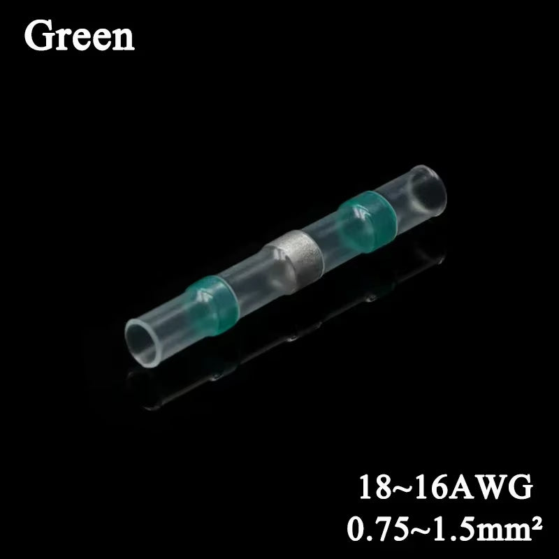 10 ~ 500Pcs Solder Seal Wire Connectors Kit Heat Shrink Butt Crimp Terminals Waterproof Electrical Cable Splice Connector